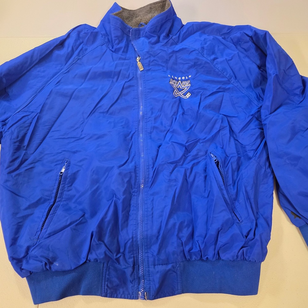 Holloway Lincoln Stars Hockey Bomber Jacket Mens XL Blue Fleece Lined Full Zip